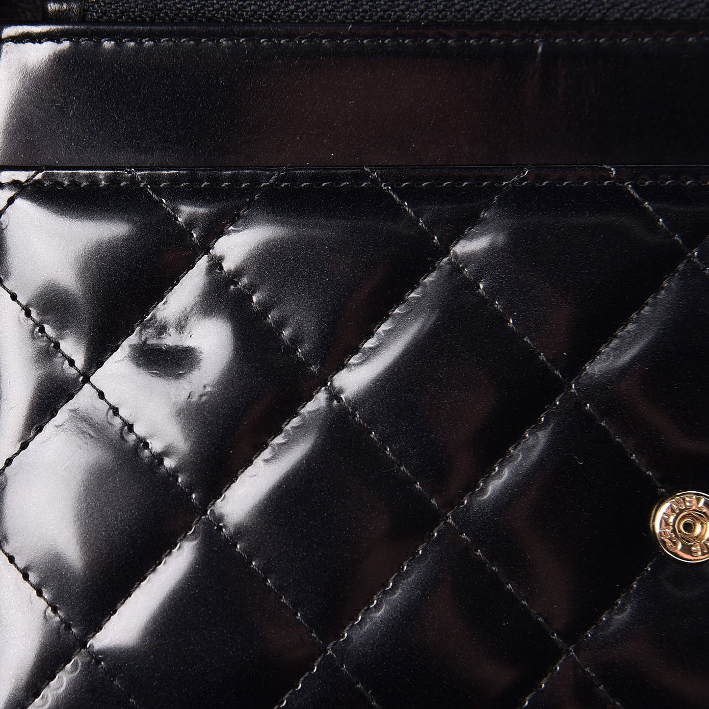 Glazed Calfskin Quilted Boy Wallet On Chain WOC Black
