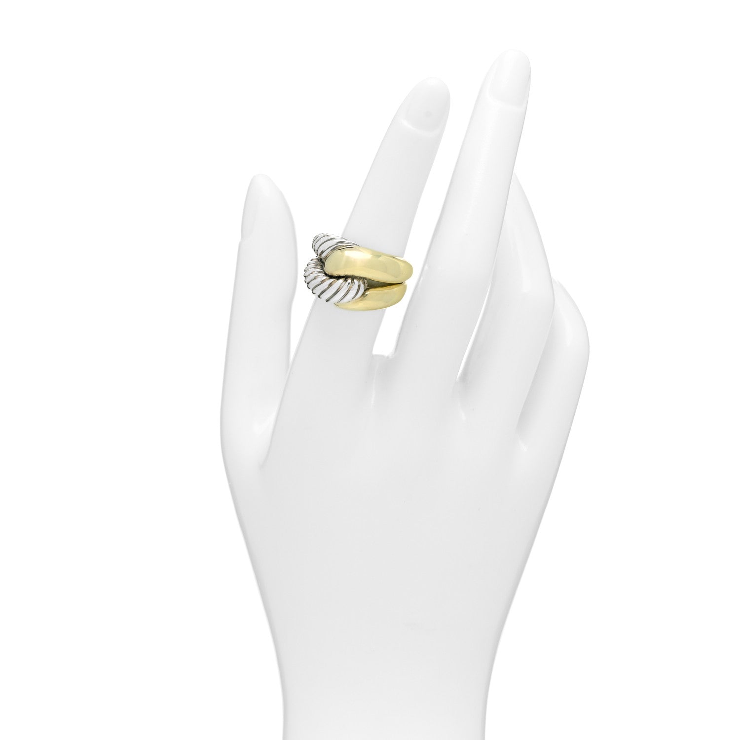 David Yurman Sterling Silver 14K Yellow Gold Large Infinity Ring 53 6.5 2 of 5