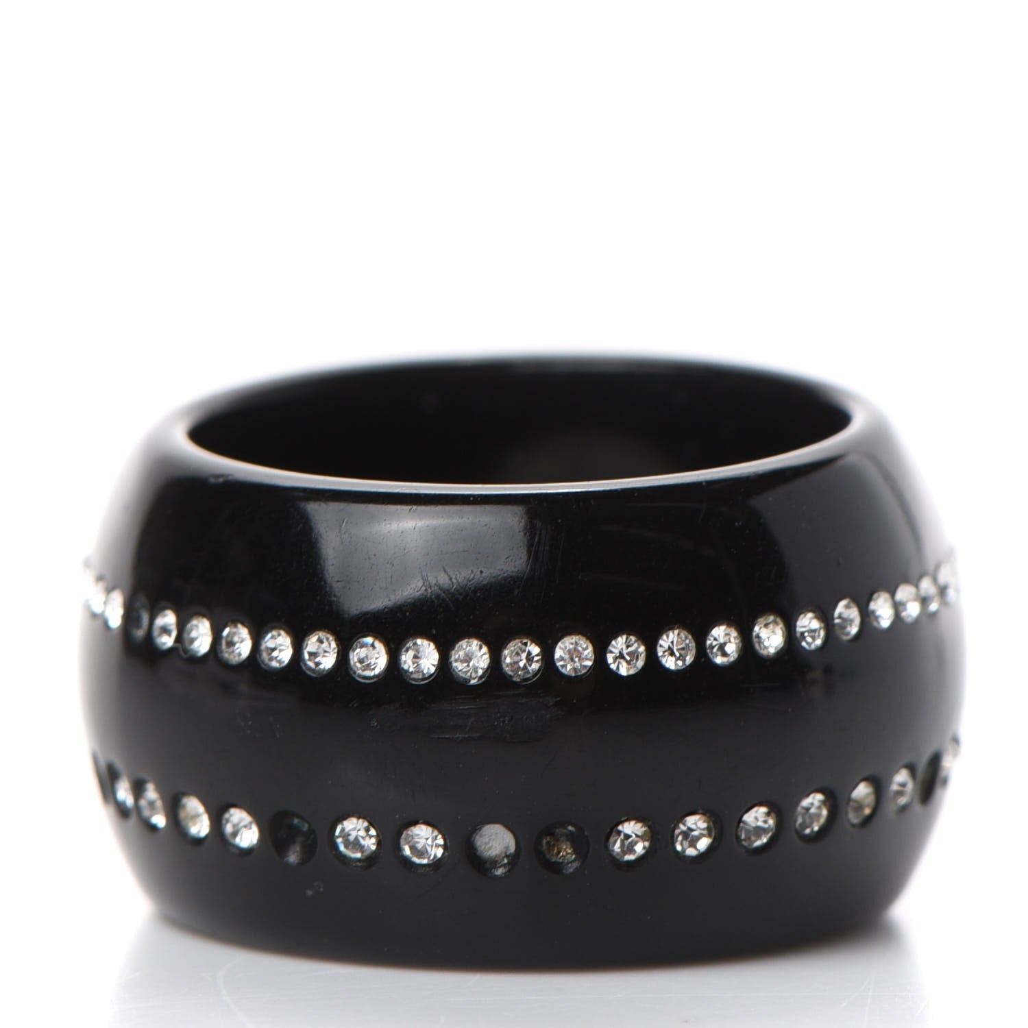 Chanel Resin Crystal CC Ring 6.5 Black 4 of 6