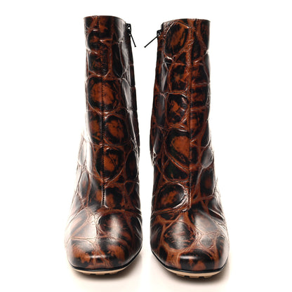 Bottega Veneta Croc Effect Canalazzo Ankle Boots 38 Brown 3 of 7