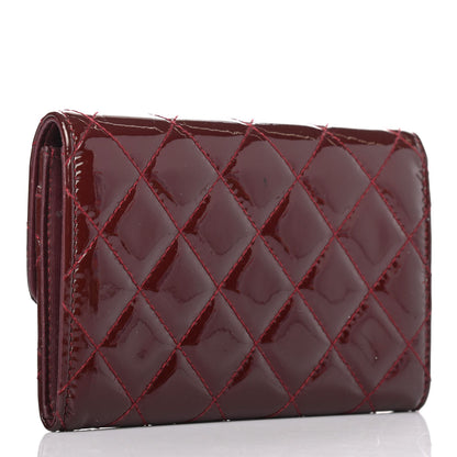 Chanel Patent Quilted Brilliant Flap Wallet Red 2 of 4