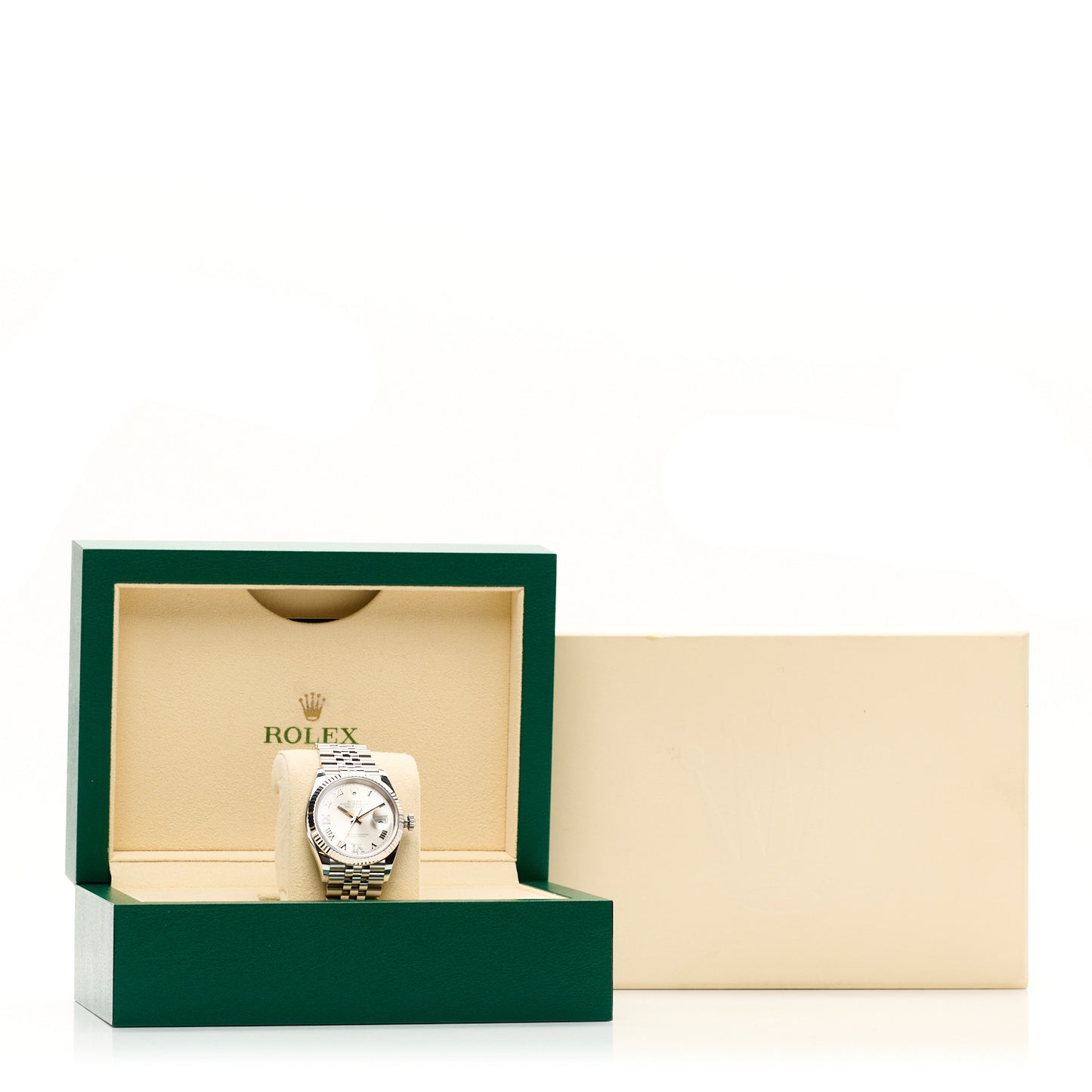 Stainless Steel 18K White Gold Diamond 36mm Oyster Perpetual Datejust Watch Silver Roman 126234