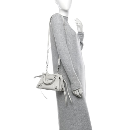 Balenciaga Grained Calfskin Neo Classic Silver Hardware Mini City White 2 of 14