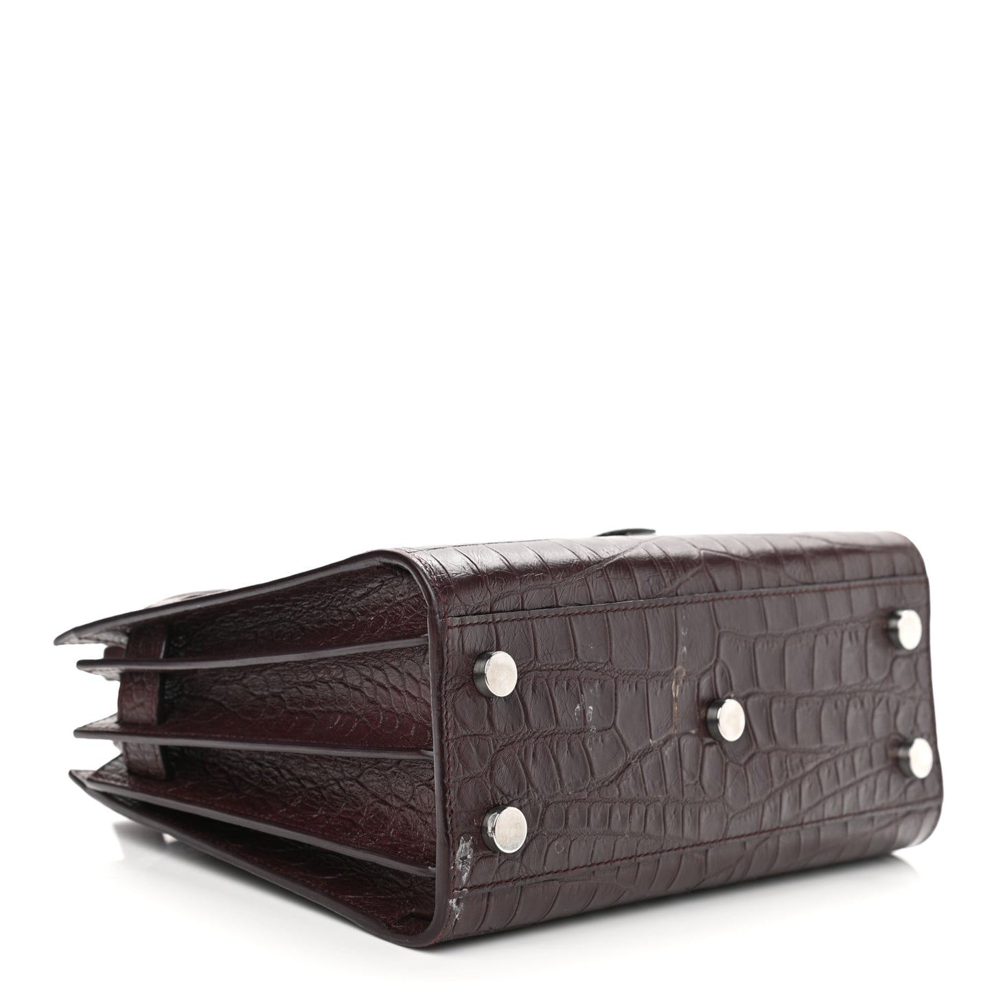 Calfskin Crocodile Embossed Nano Sac De Jour Bordeaux