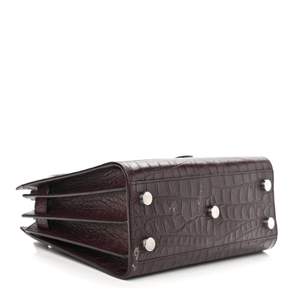 Saint Laurent Calfskin Crocodile Embossed Nano Sac De Jour Bordeaux 4 of 13