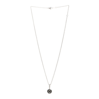 Mikimoto 18K White Gold Diamond Black South Sea Pearl 10mm Morning Dew Pendant Necklace 3 of 5