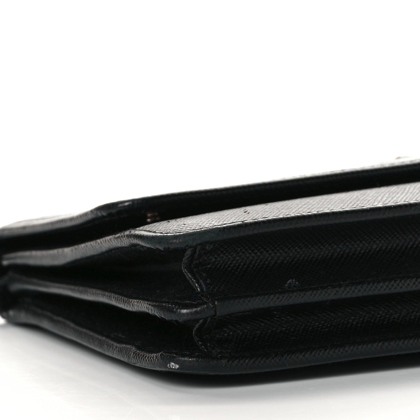 Saffiano Metal Flap Wallet With Strap Black