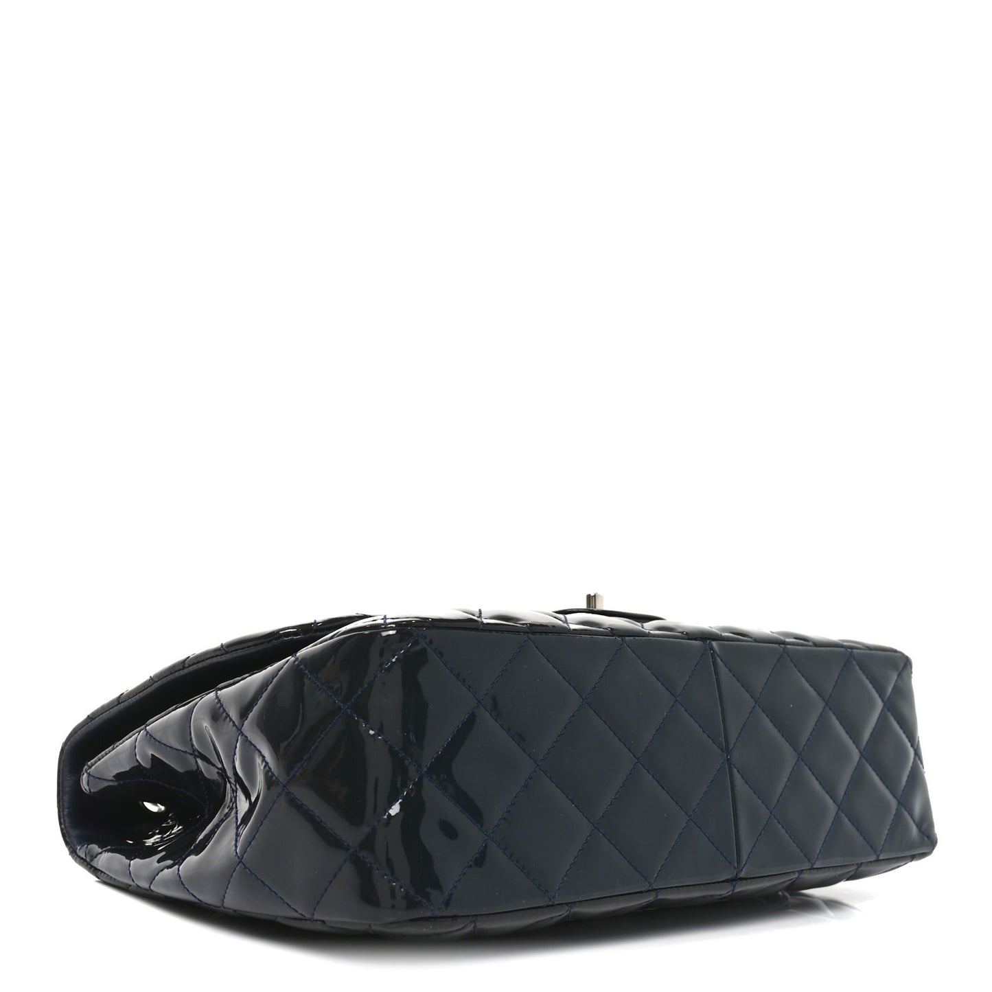 Patent Quilted Jumbo Single Flap Navy