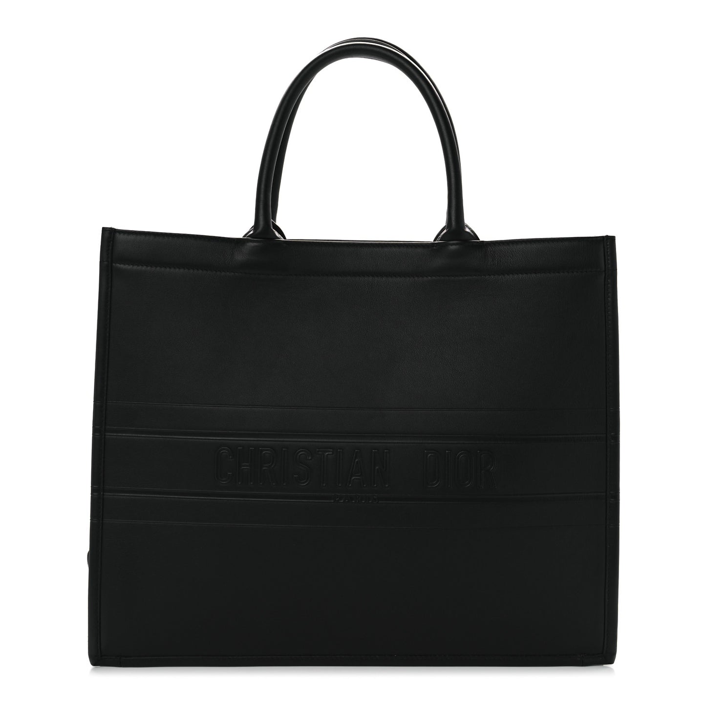 Calfskin Embossed Large Book Tote Black
