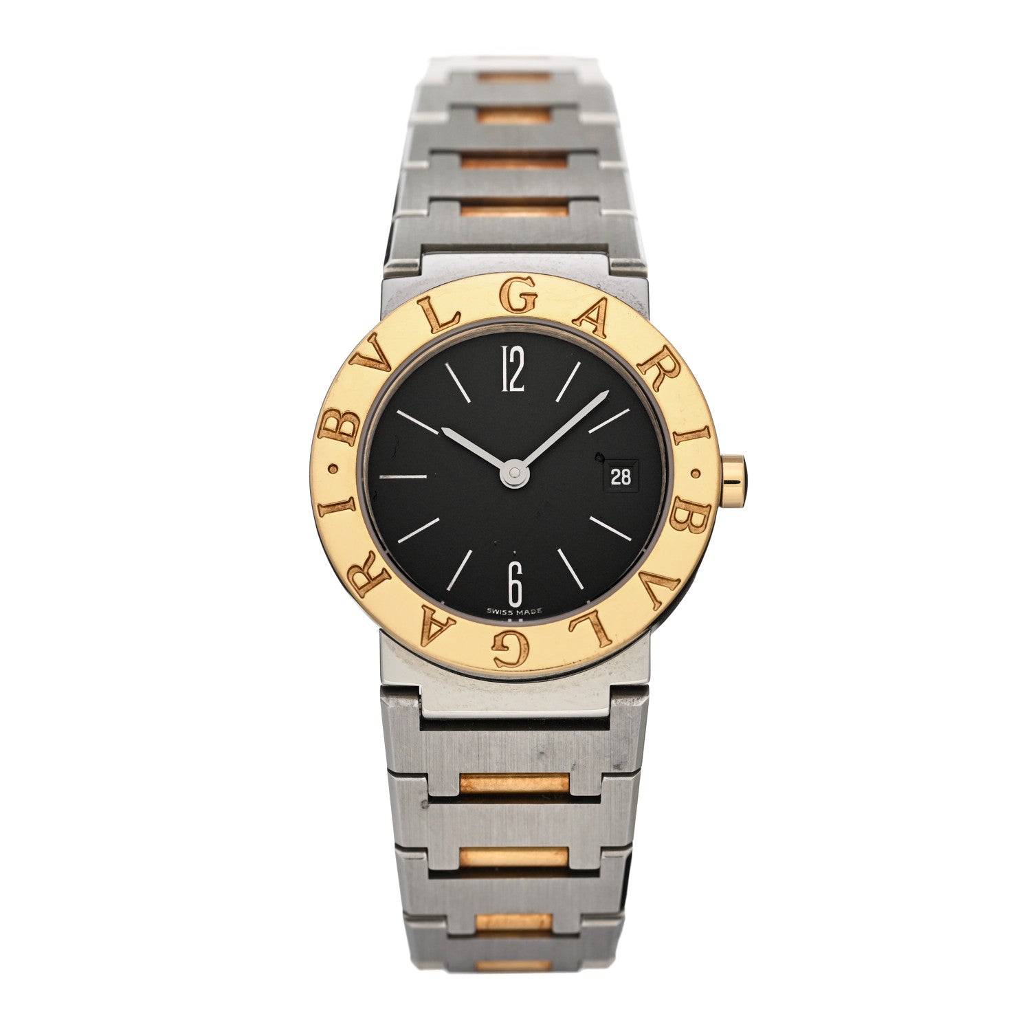 Bulgari Stainless Steel 18K Yellow Gold 26mm Quartz Watch Black 1 of 5