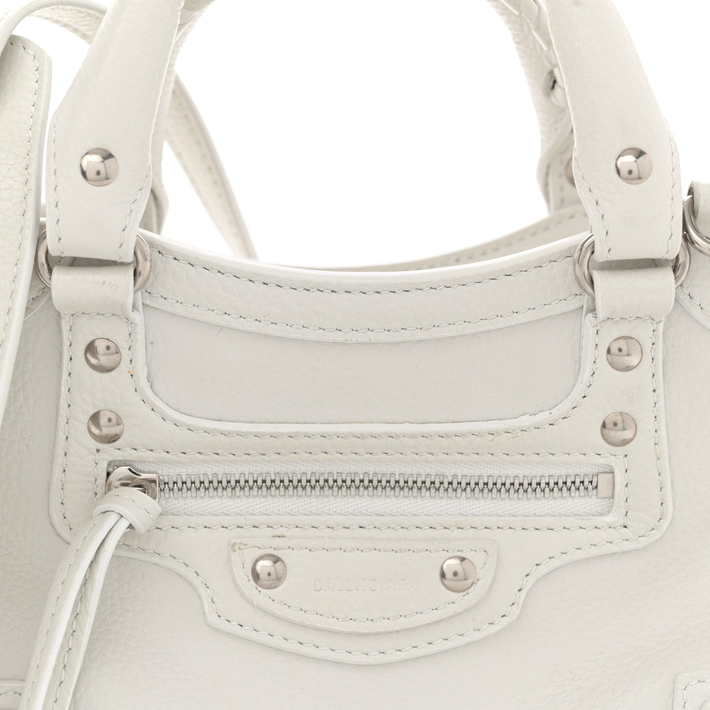 Grained Calfskin Neo Classic Silver Hardware Mini City White