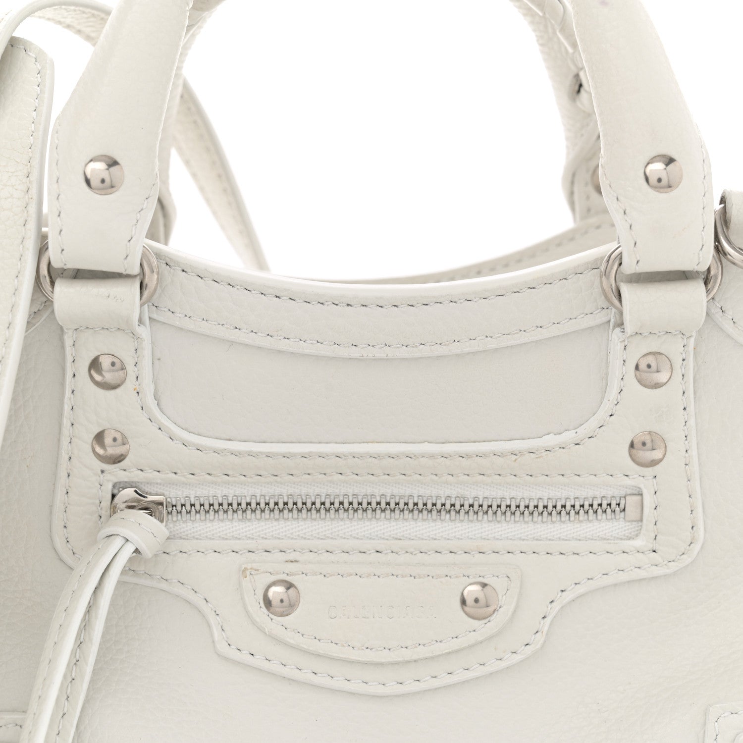 Balenciaga Grained Calfskin Neo Classic Silver Hardware Mini City White 8 of 15
