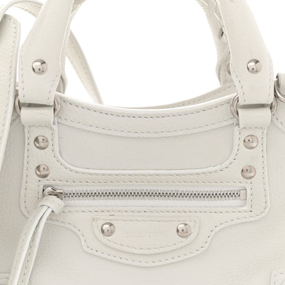 Balenciaga Grained Calfskin Neo Classic Silver Hardware Mini City White 8 of 15