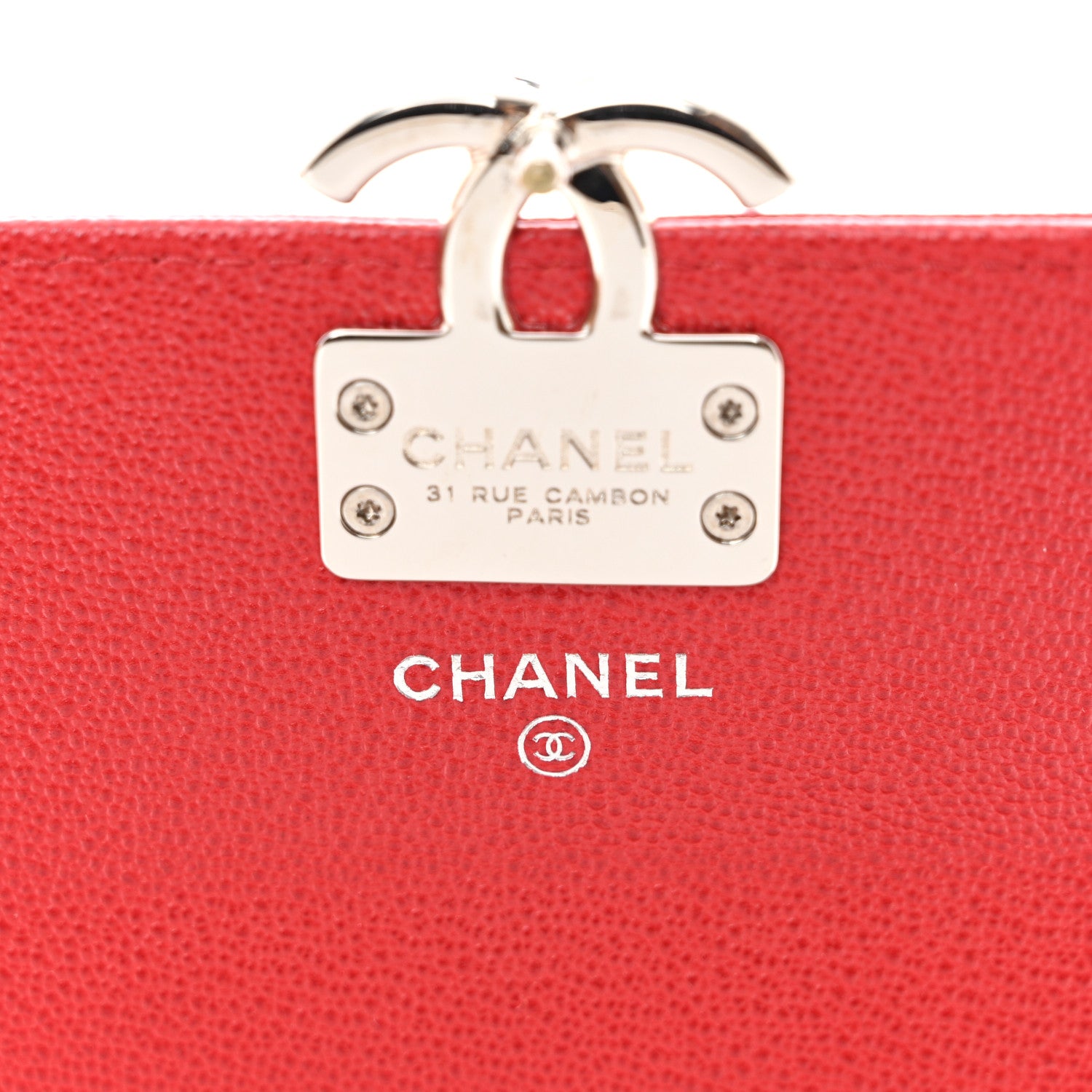 Chanel Grained Calfskin Quilted CC Box Flap Wallet Red 7 of 13