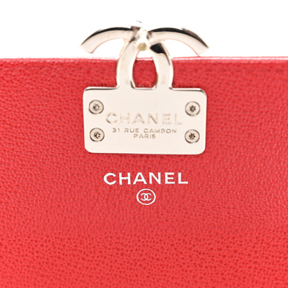Chanel Grained Calfskin Quilted CC Box Flap Wallet Red 7 of 13