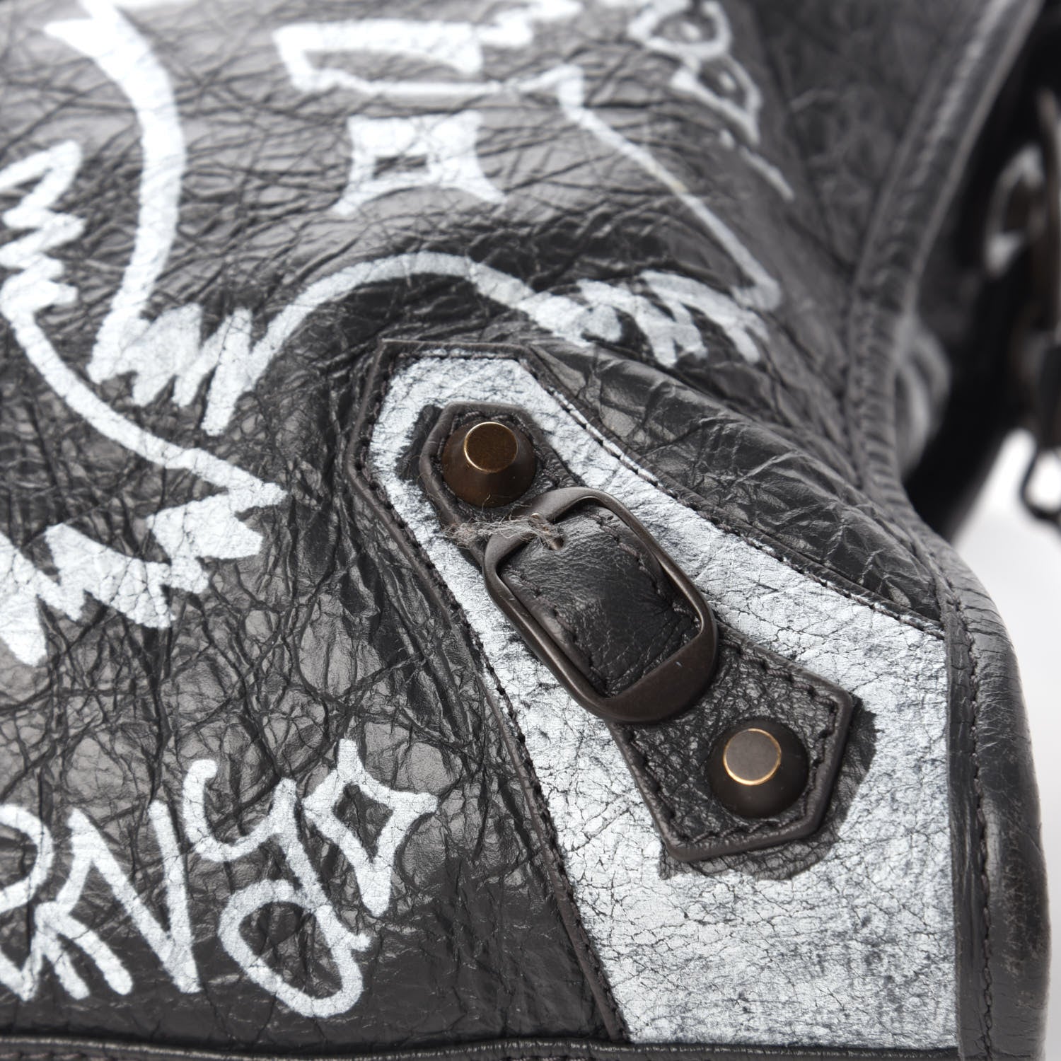 Balenciaga Agneau Arena Graffiti All Over Classic Hardware City Gris Fossile White 9 of 9