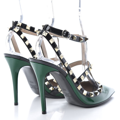 Valentino Garavani Patent Rockstud Ankle Strap Pumps 36.5 Smeraldo Black 4 of 9