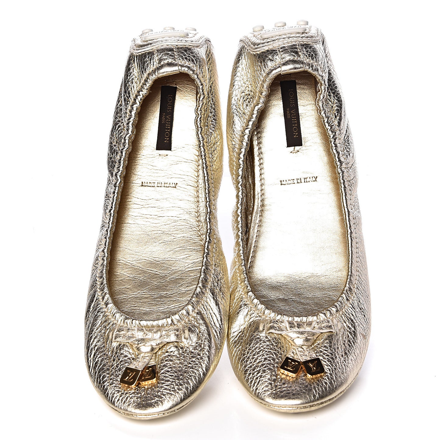Metallic Calfskin Lemon Ballerina Flats 40 Gold