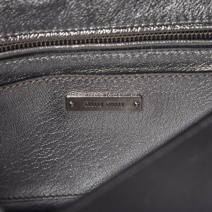 Miu Miu Metallic Goatskin Bandoliera Madras Shoulder Bag Chrome 8 of 13