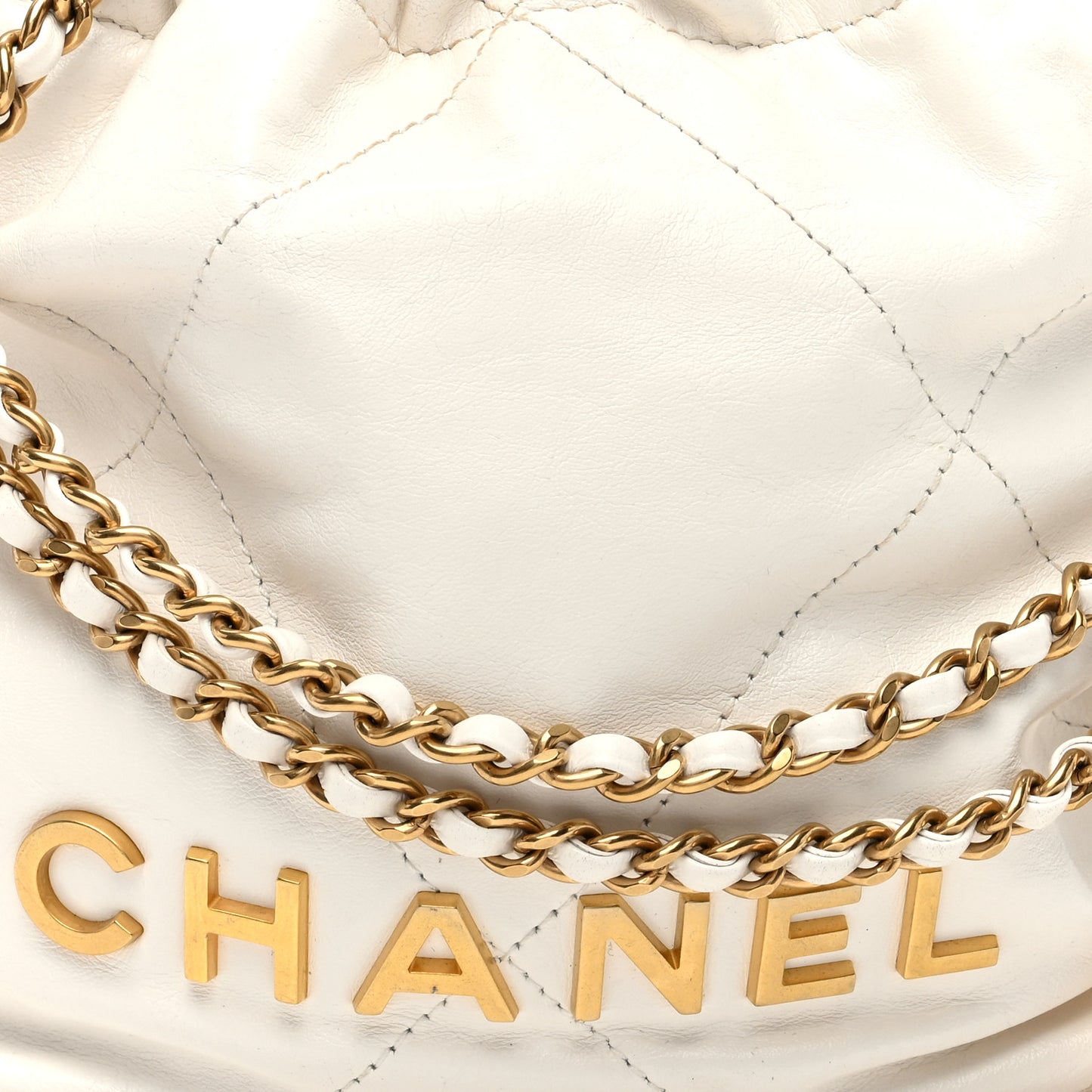 Shiny Calfskin Quilted Mini Chanel 22 White