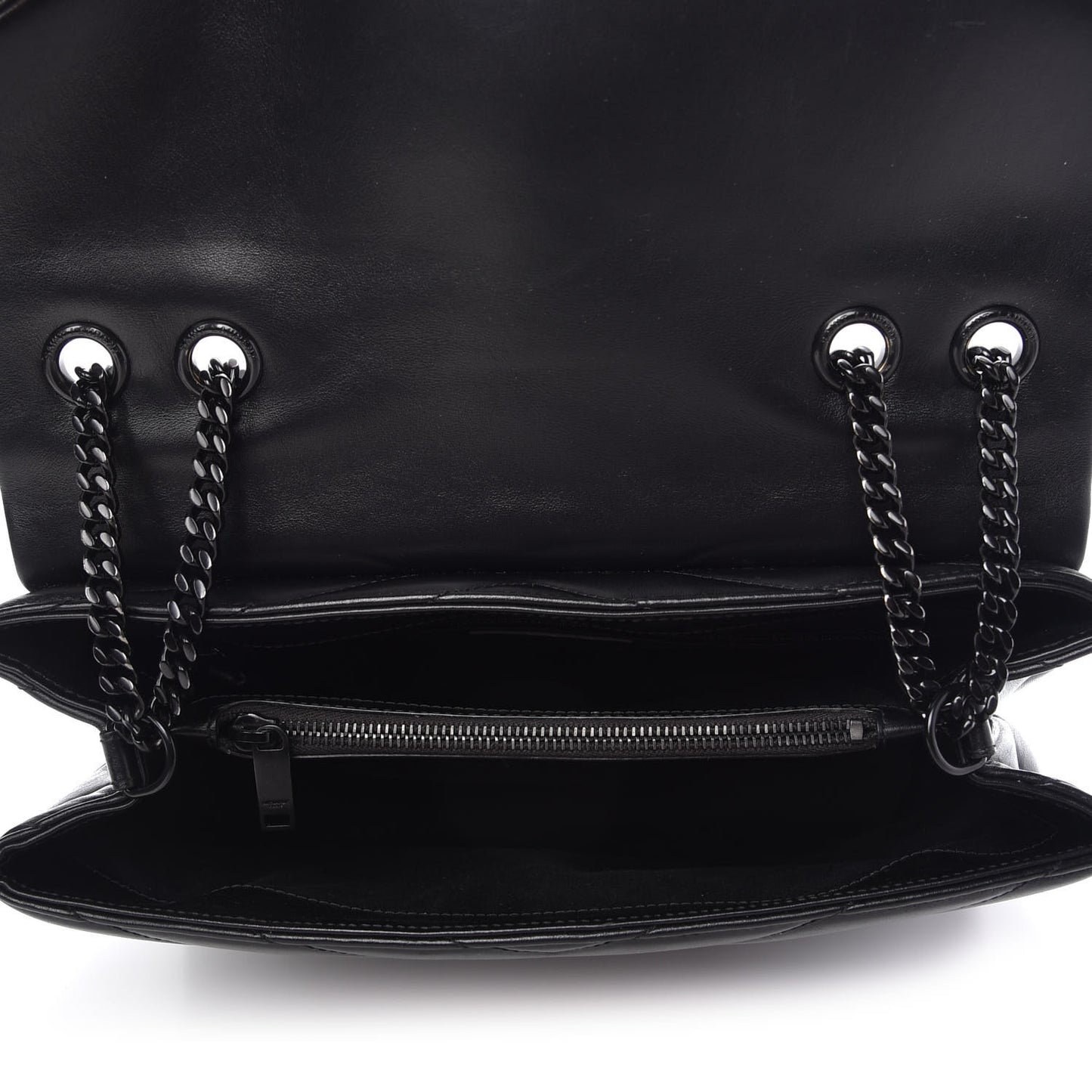 Calfskin Y Quilted Monogram Medium Loulou Chain Satchel Black