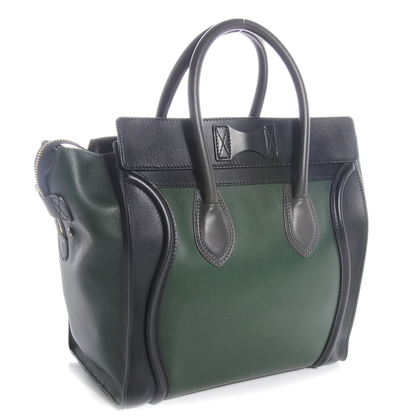 Smooth Calfskin Mini Bi-Color Luggage Forest Black