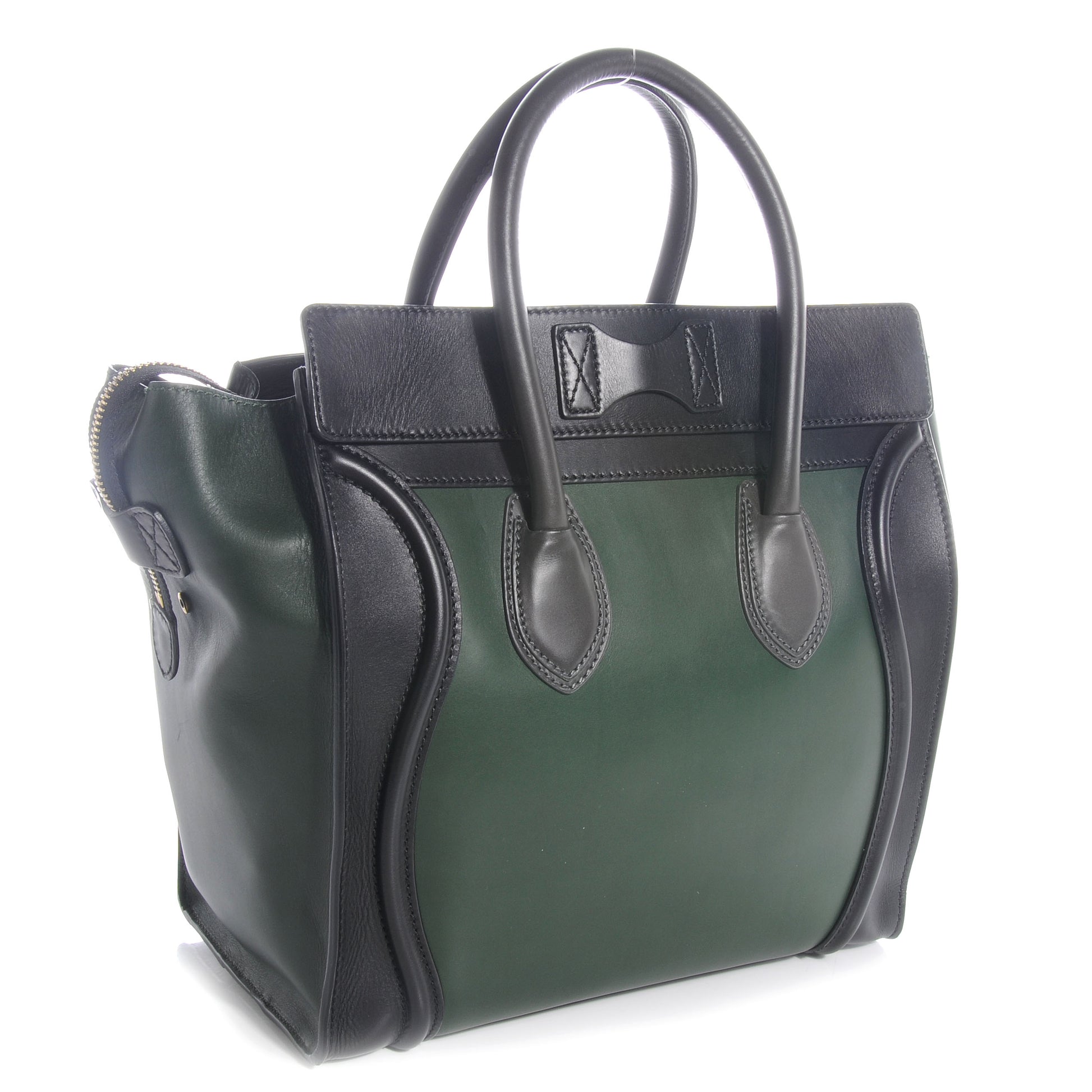 Celine Smooth Calfskin Mini Bi-Color Luggage Forest Black 3 of 7