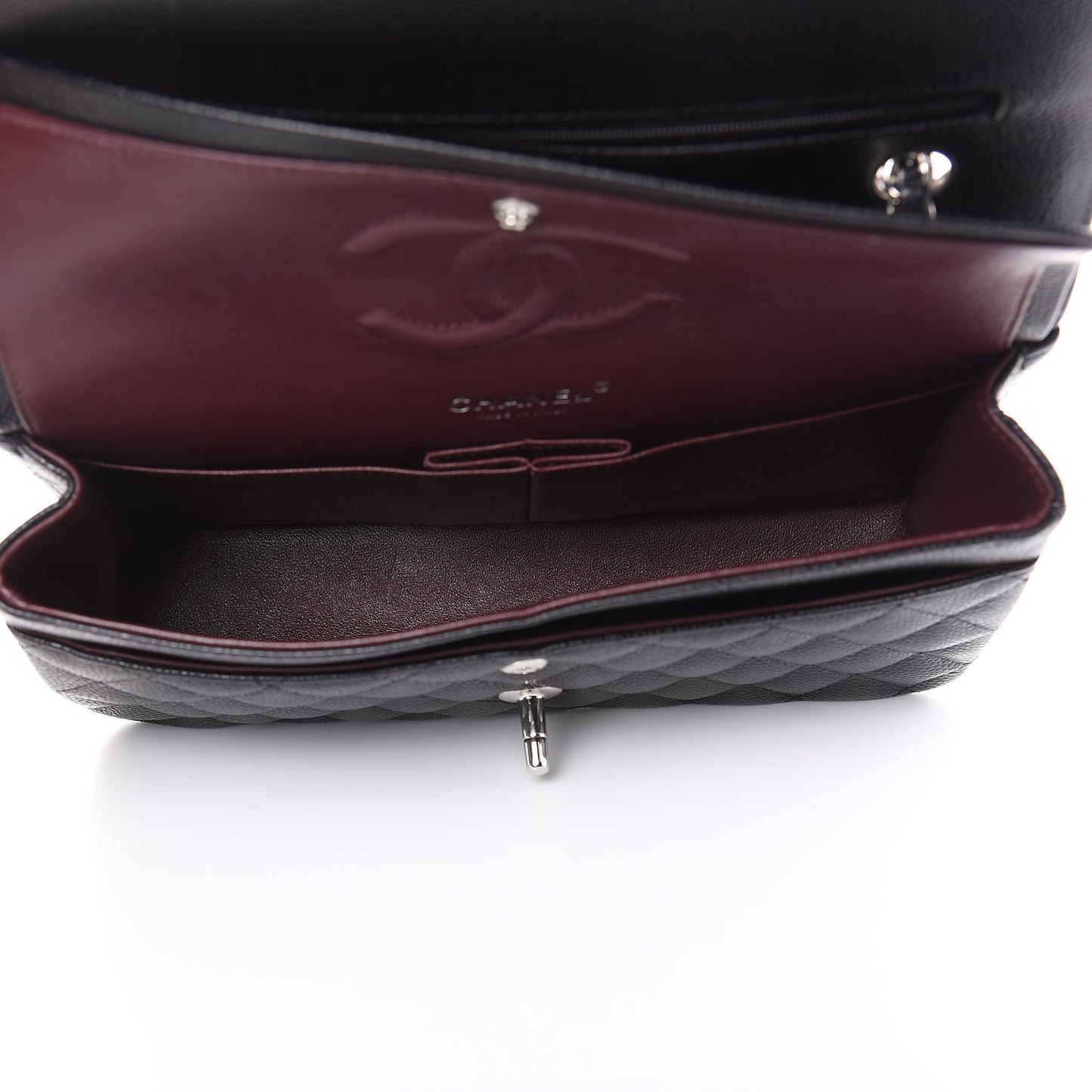Caviar Quilted Medium Double Flap Black