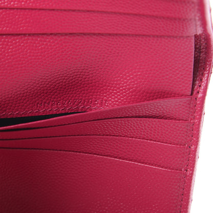 Saint Laurent Grain De Poudre Matelasse Chevron Monogram Compact Wallet Bubblegum 7 of 9