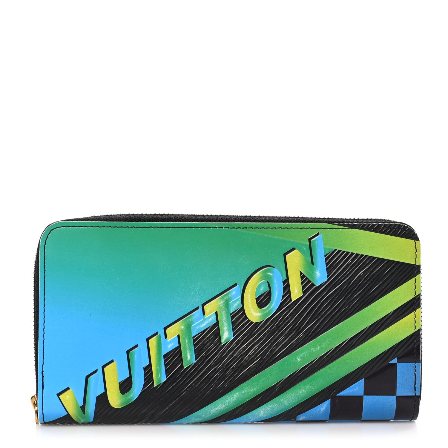 Louis Vuitton Epi Damier Race Zippy Wallet Blue Vert 1 of 10