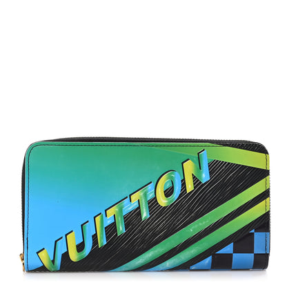 Louis Vuitton Epi Damier Race Zippy Wallet Blue Vert 1 of 10