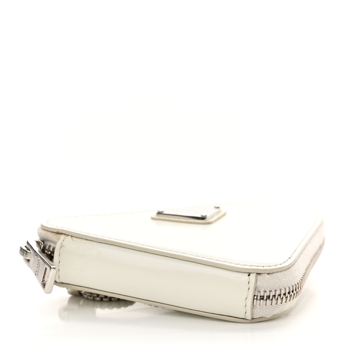 Spazzolato Mini Triangle Chain Crossbody Pouch White