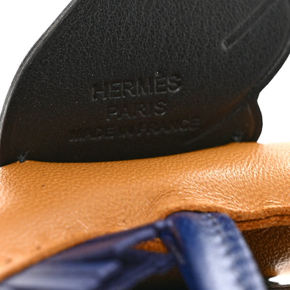 Hermes Milo Lambskin Grigri Rodeo Pegase Horse Bag Charm PM Sesame Black Bleu Saphir 3 of 4