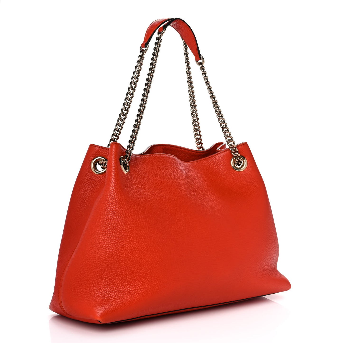 Pebbled Calfskin Medium Soho Chain Shoulder Bag Sun Orange