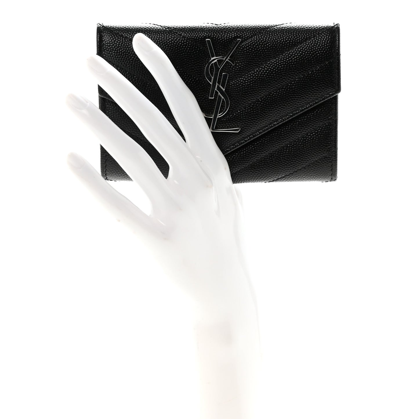 Grain De Poudre Matelasse Chevron Small Monogram Envelope Wallet Black