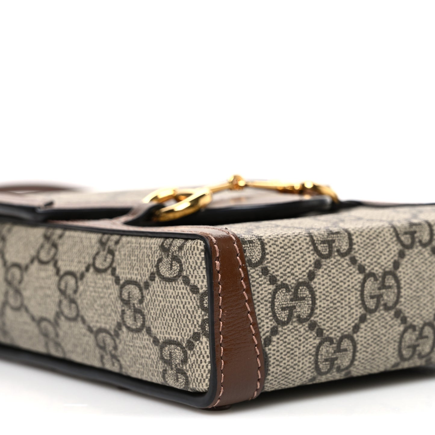 GG Supreme Monogram Mini Horsebit 1955 Crossbody Bag Beige Brown Sugar