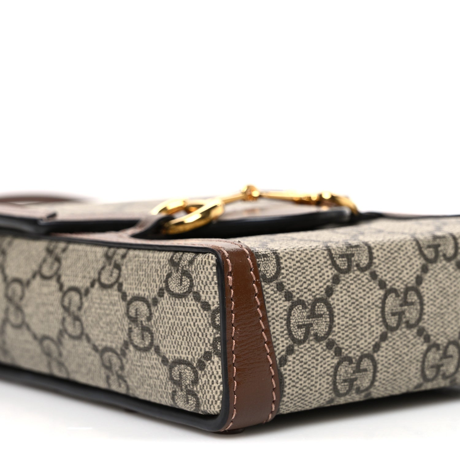 Gucci GG Supreme Monogram Mini Horsebit 1955 Crossbody Bag Beige Brown Sugar 9 of 10