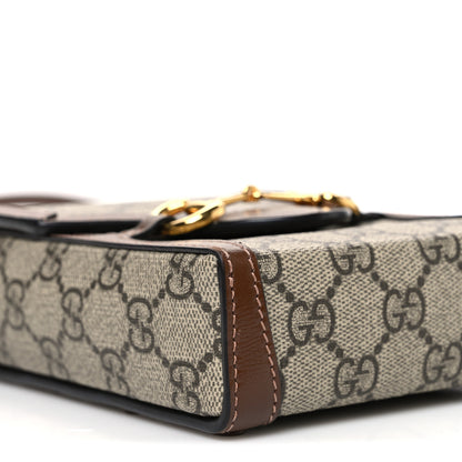 Gucci GG Supreme Monogram Mini Horsebit 1955 Crossbody Bag Beige Brown Sugar 9 of 10