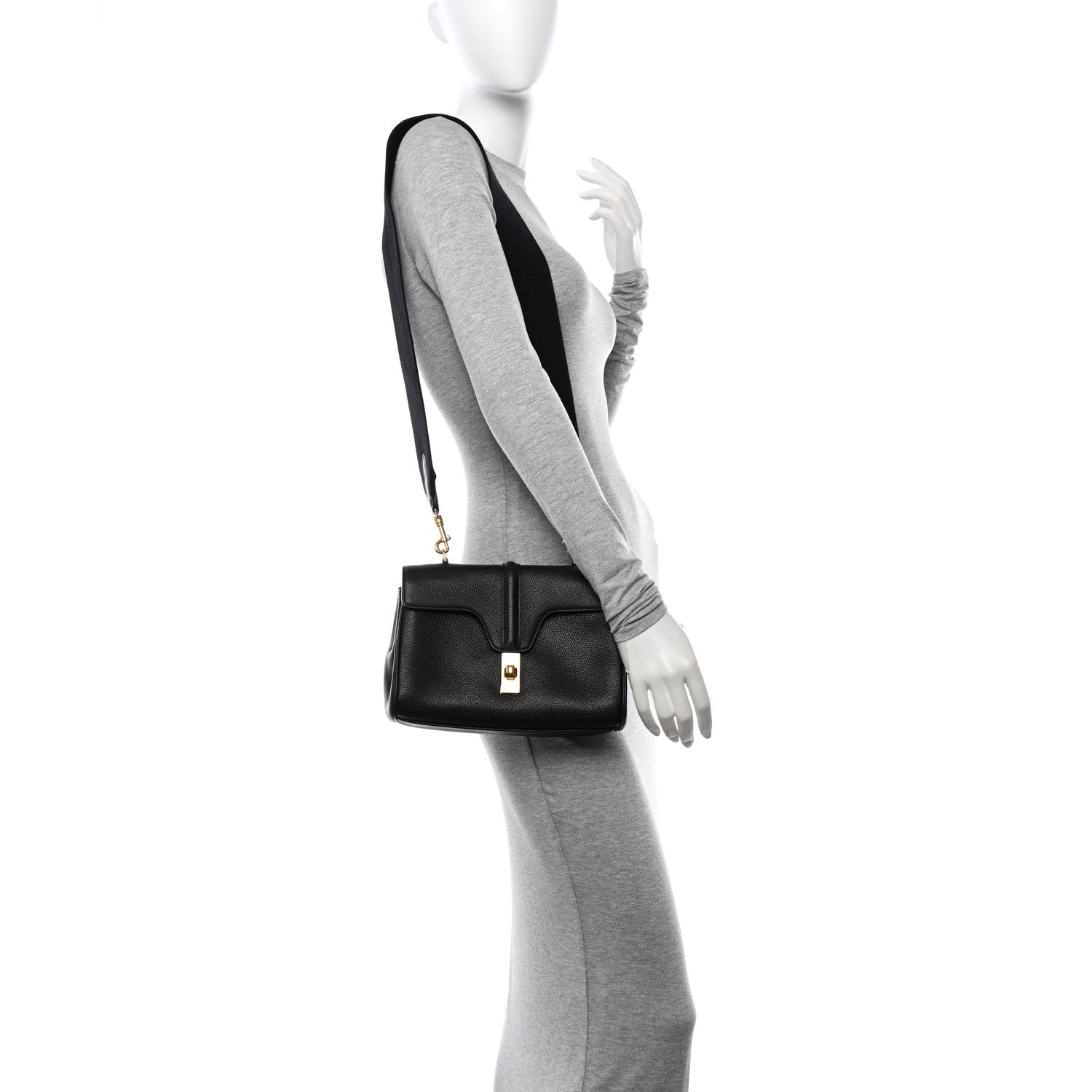 Celine Grained Calfskin Teen Soft 16 Shoulder Bag Black 2 of 13