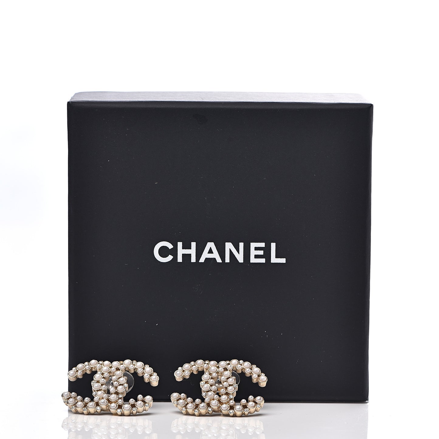 Pearl Crystal CC Earrings Gold