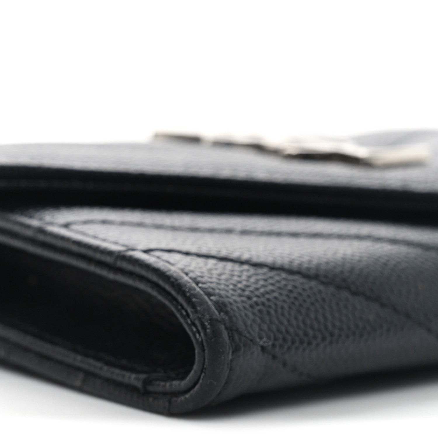 Saint Laurent Grain De Poudre Matelasse Chevron Small Monogram Envelope Wallet Black 7 of 8