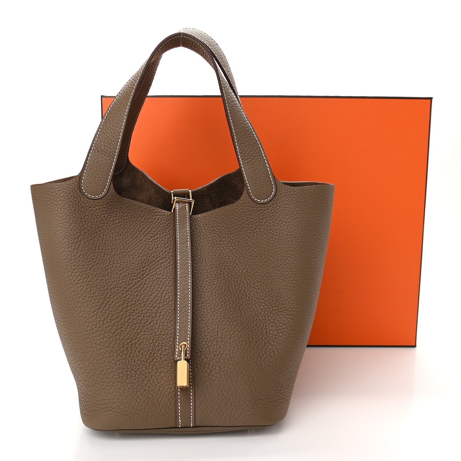 Hermes Taurillon Clemence Picotin Lock 22 MM Etoupe 11 of 11