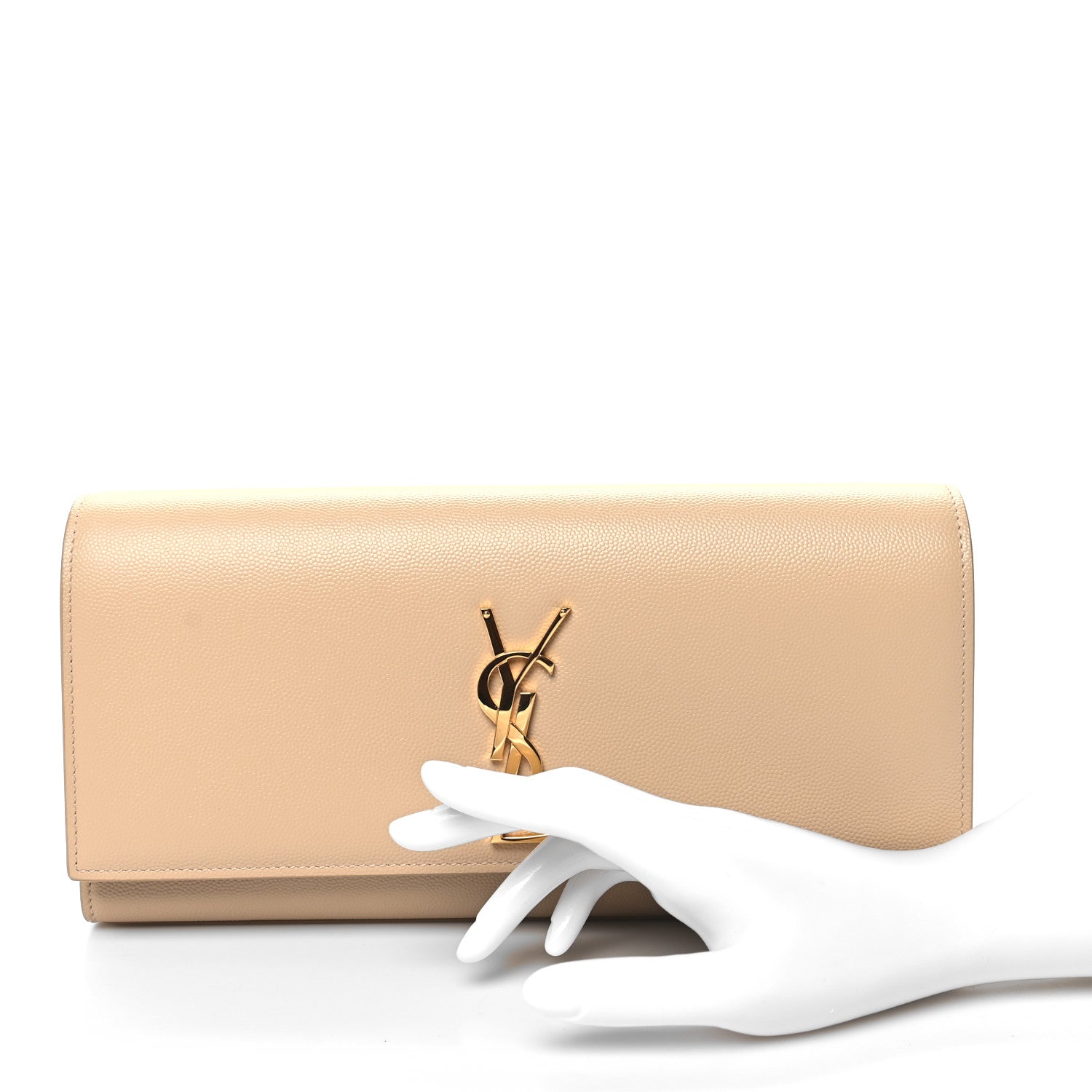 Saint Laurent Grain De Poudre Classic Monogram Cassandre Clutch Nude Powder 2 of 9