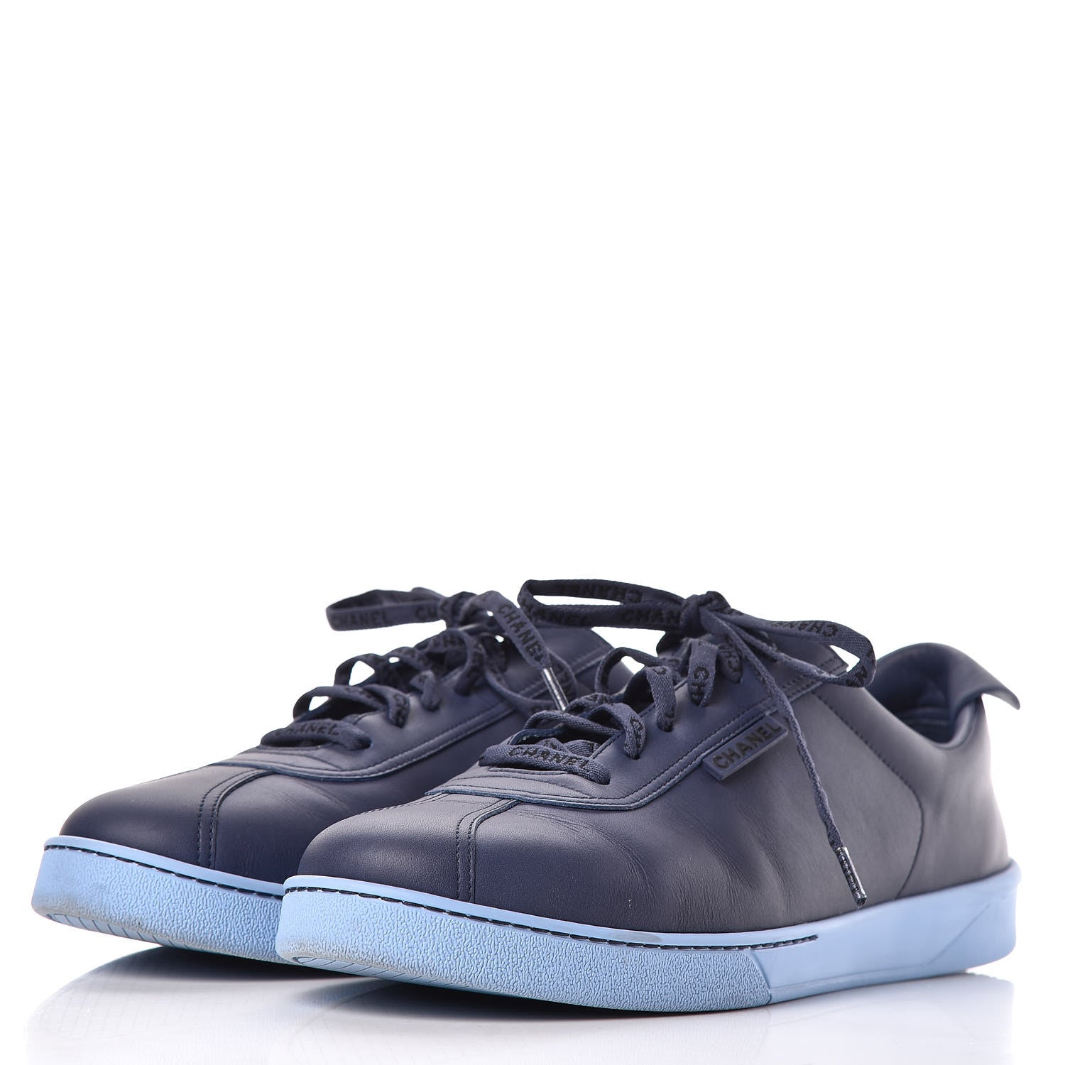 Chanel Calfskin Mens Sneakers 46 Navy 3 of 14