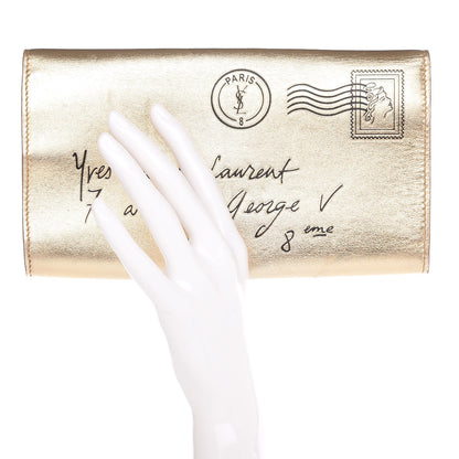 Saint Laurent Metallic Calfskin Y-Mail Clutch Gold 2 of 10