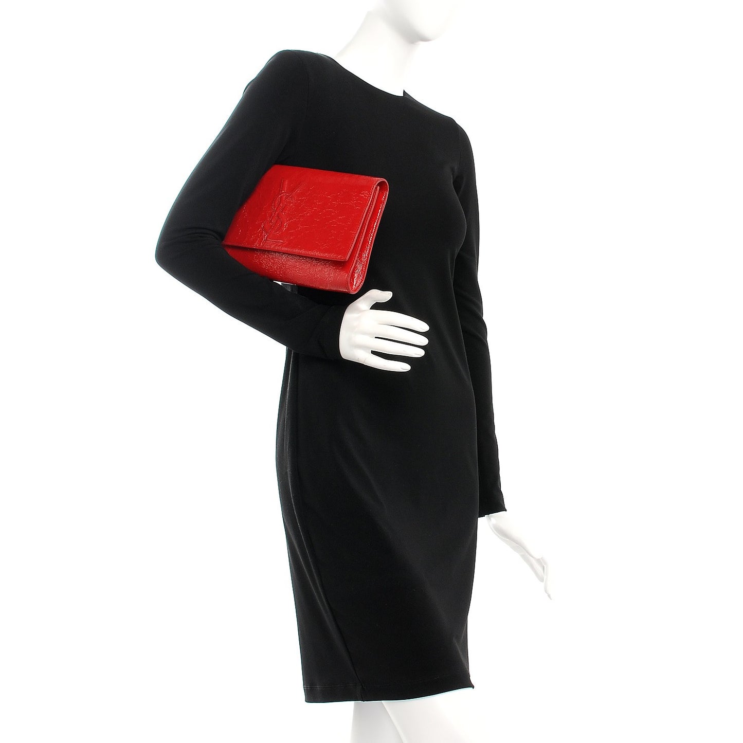 Textured Patent Monogram Large Belle De Jour Clutch Red