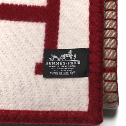 Hermes Wool Cashmere Avalon Blanket Ecru Rouge H 3 of 3