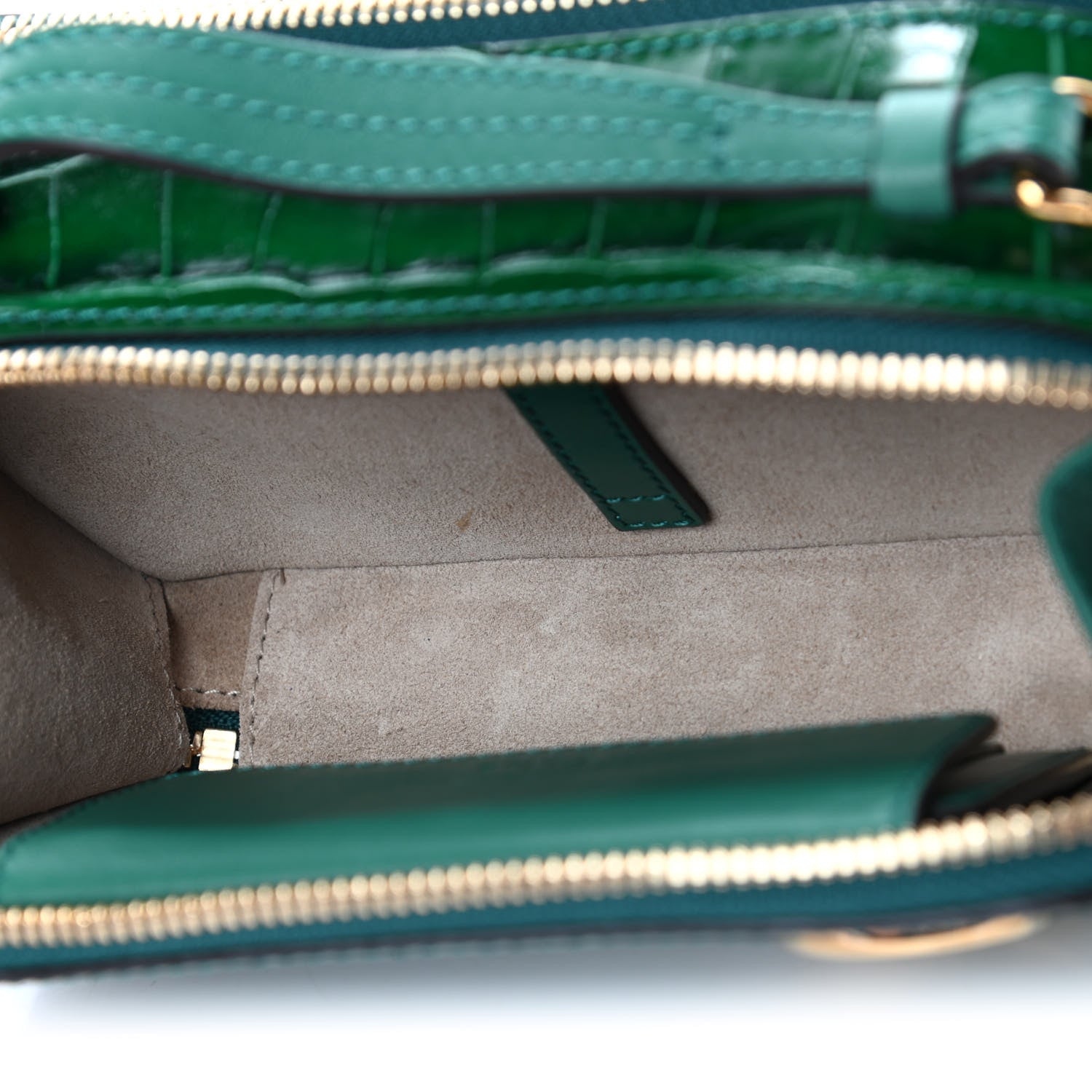 Chloe Calfskin Crocodile Embossed Mini C Vanity Bag Woodsy Green 4 of 5