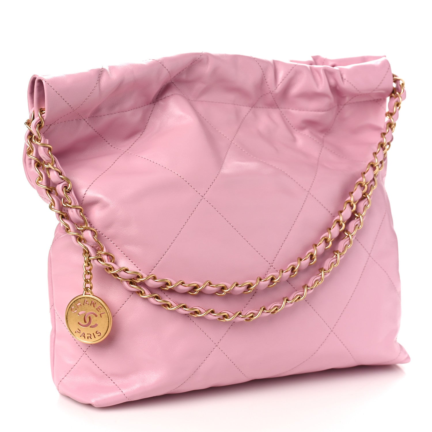 Chanel Shiny Calfskin Quilted Small Chanel 22 Pink 4 of 10