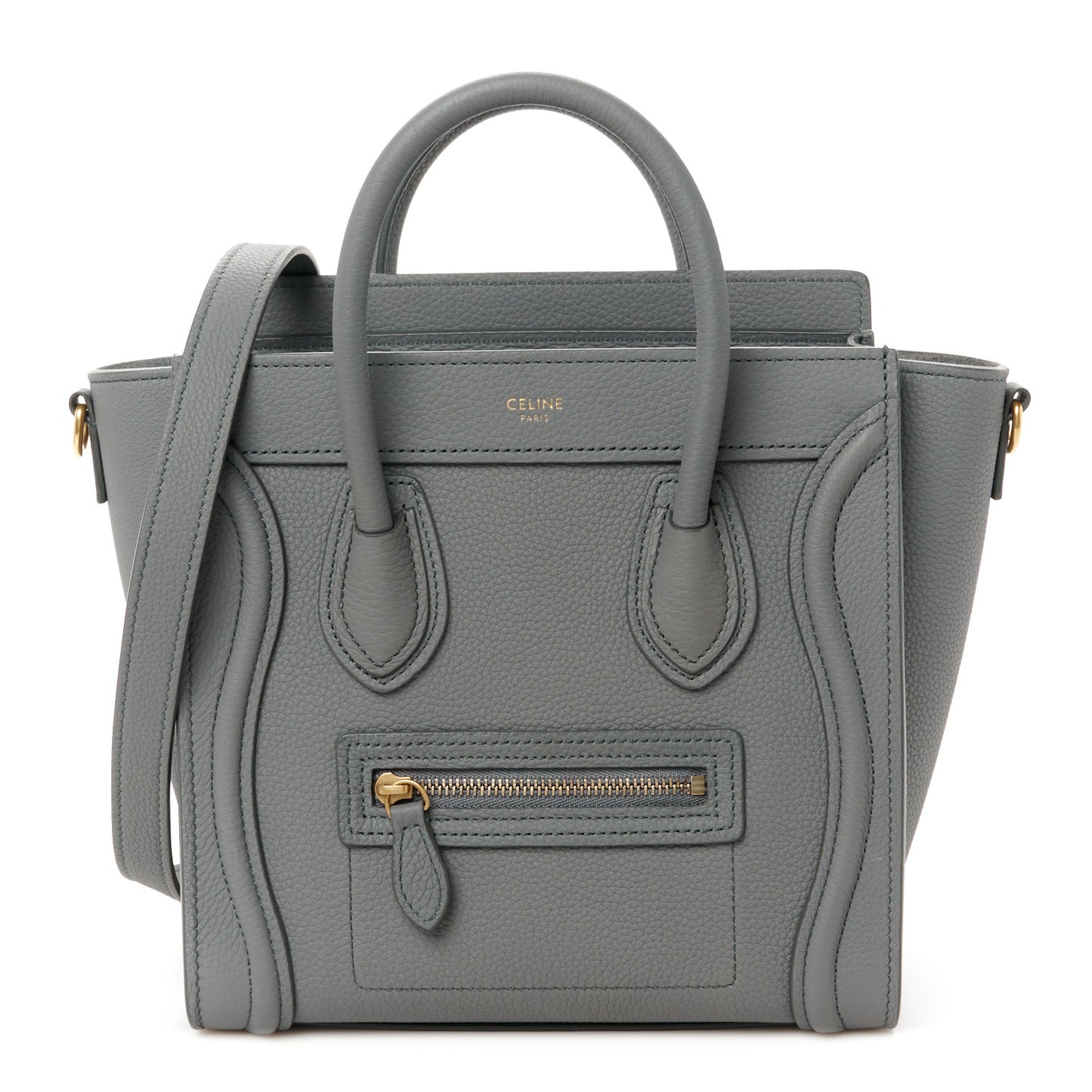 Drummed Calfskin Nano Luggage Kohl